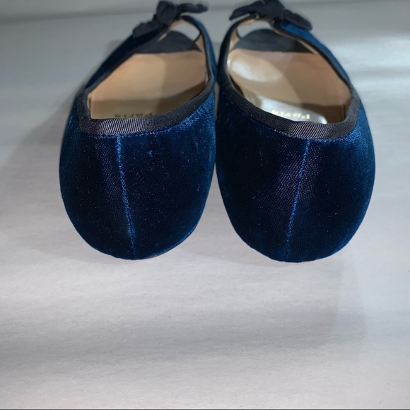 CHRISTIAN LOUBOUTIN size 40 dark blue SILK VELVET peep toe ballet flats - Picture 9 of 9